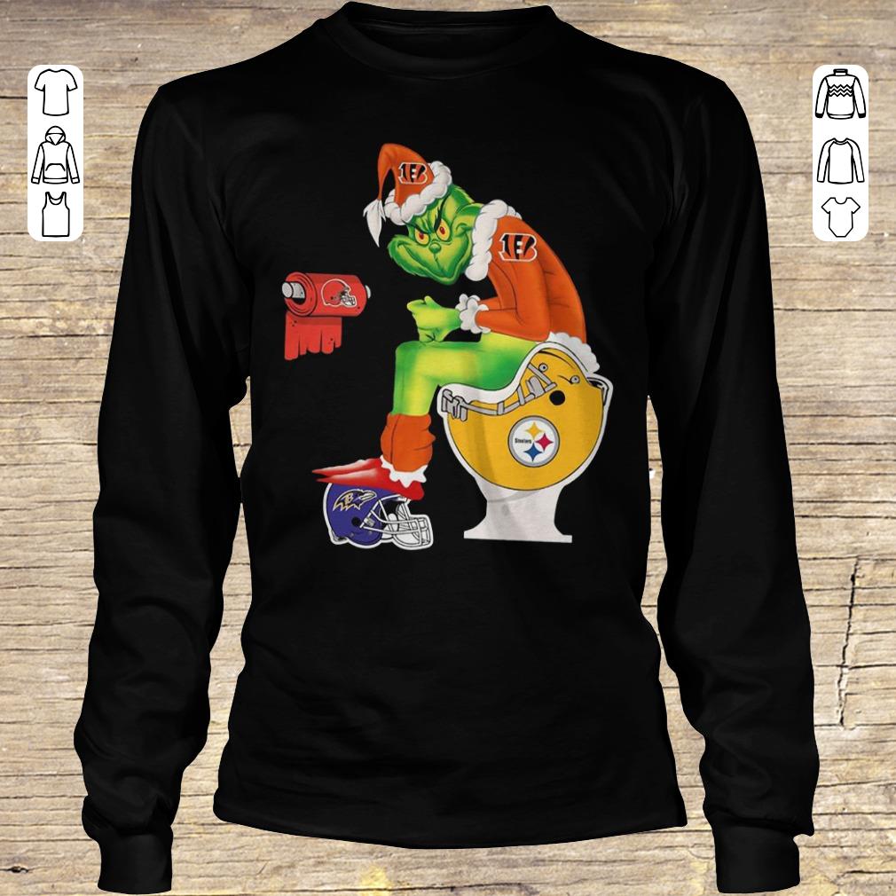 Hot Grinch Santa Cincinnati Bengals Pittsburgh Steelers Toilet shirt Longsleeve Tee Unisex