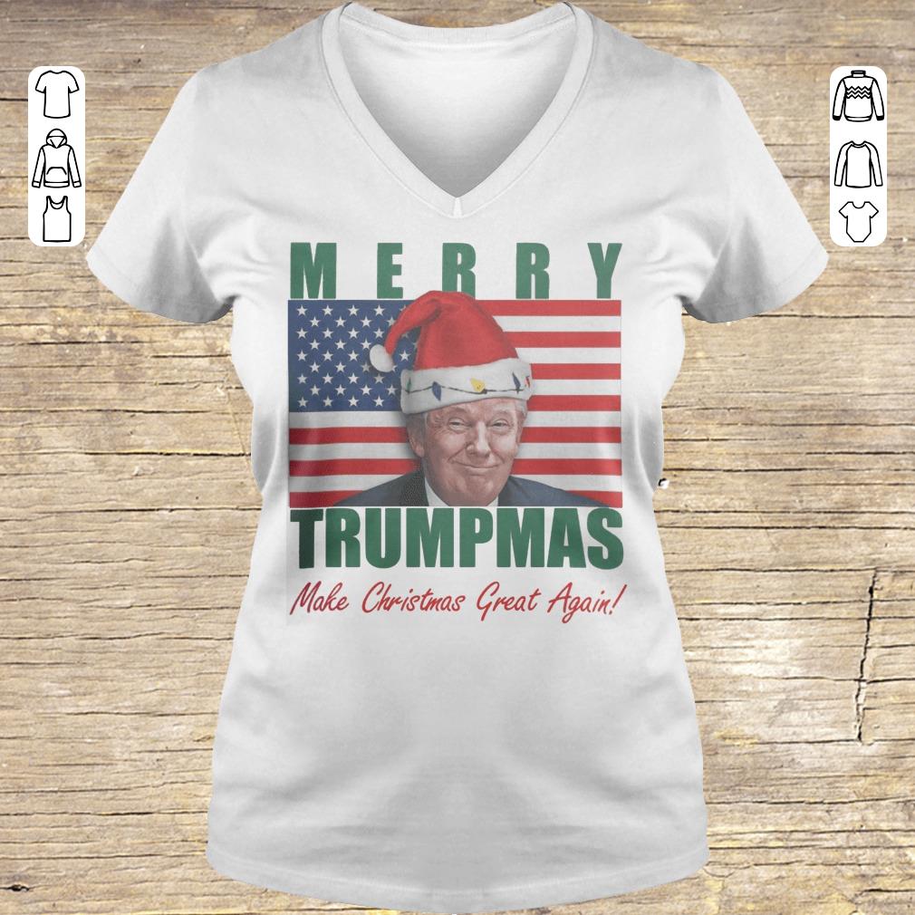 Hot Merry Trumpmas Make christmas great again shirt Ladies V-Neck