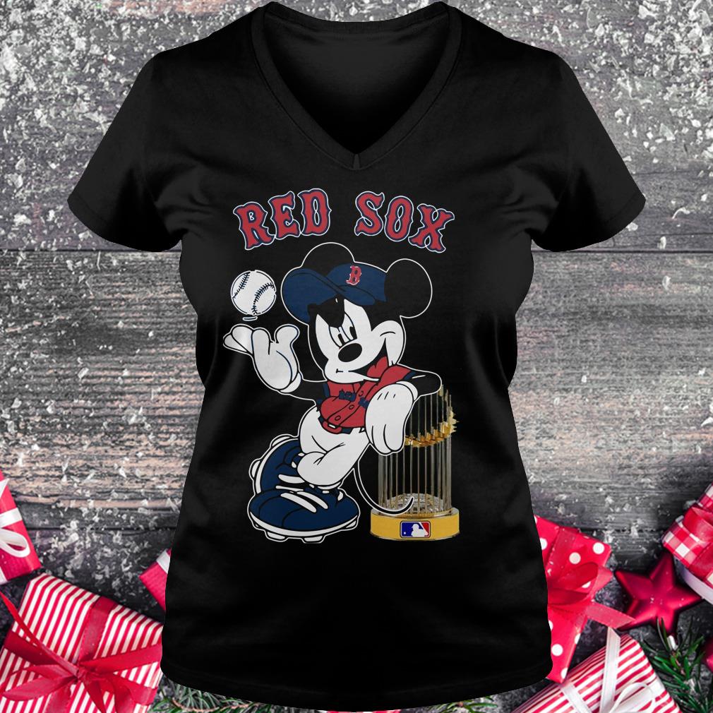 Nice Boston Red Sox Mickey Mouse shirt Ladies V-Neck