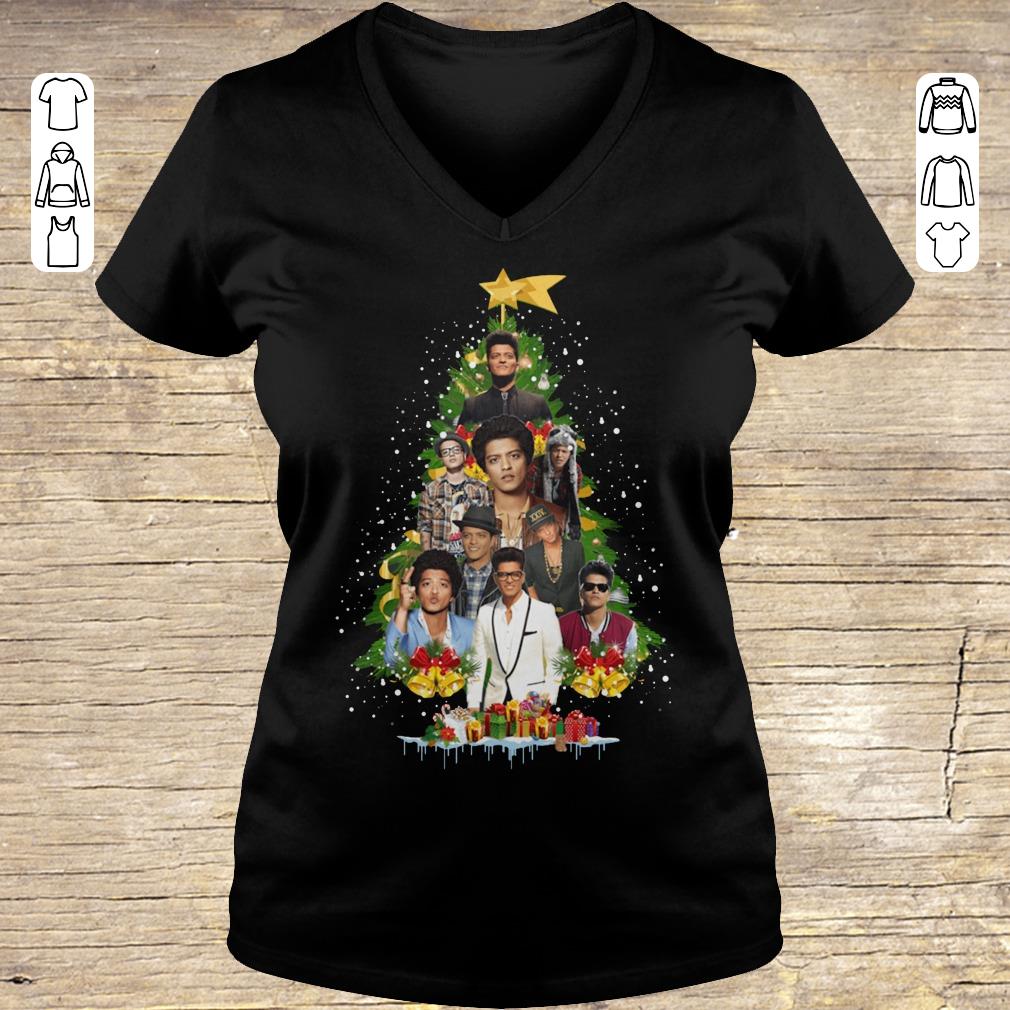 Nice Bruno Mars Christmas tree shirt Ladies V-Neck