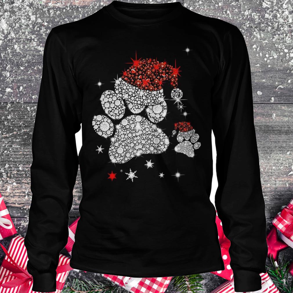 Nice Dog Footprint Santa Hat shirt Longsleeve Tee Unisex