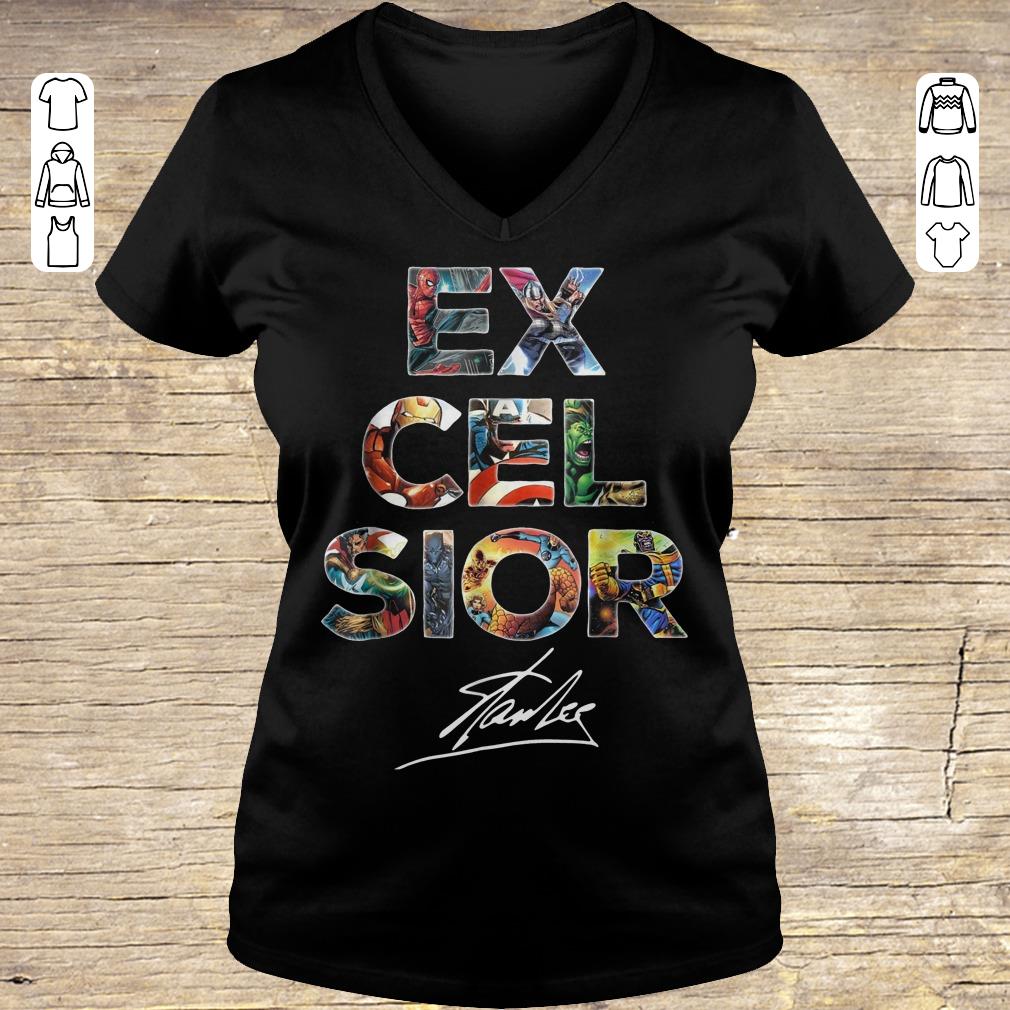 Nice Excelsior Stan Lee Signature shirt sweatshirt Ladies V-Neck