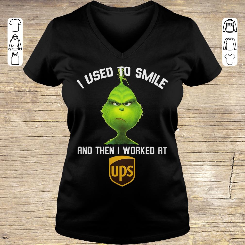 Nice Grinch I used to smile and then i worked at UPS shirt Ladies V-Neck