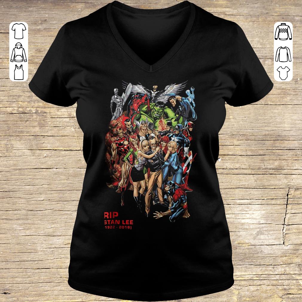 Nice Stan Lee with avenger characters and fan graphic shirt Ladies V-Neck