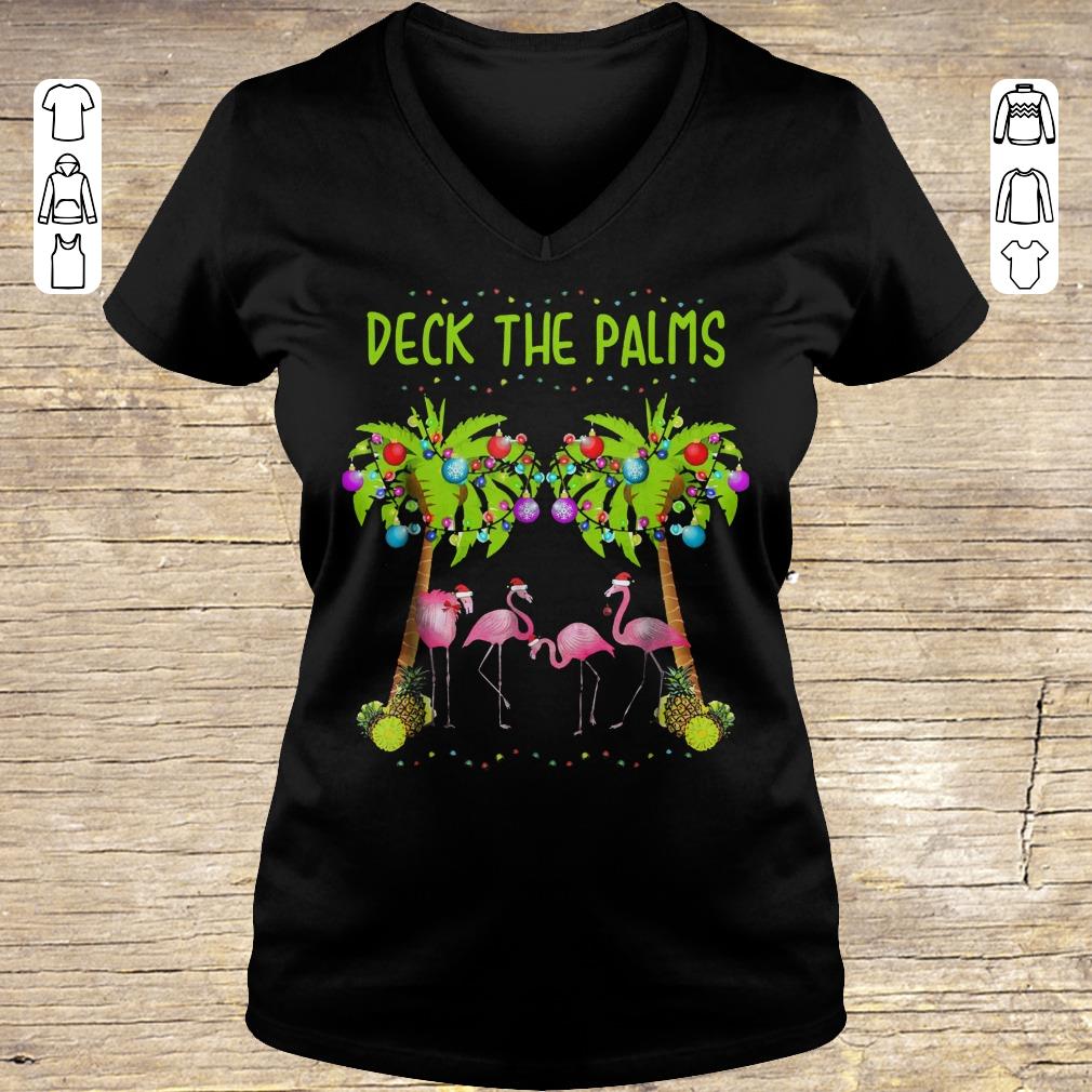 Official Flamingo Deck the palms shirt Ladies V-Neck