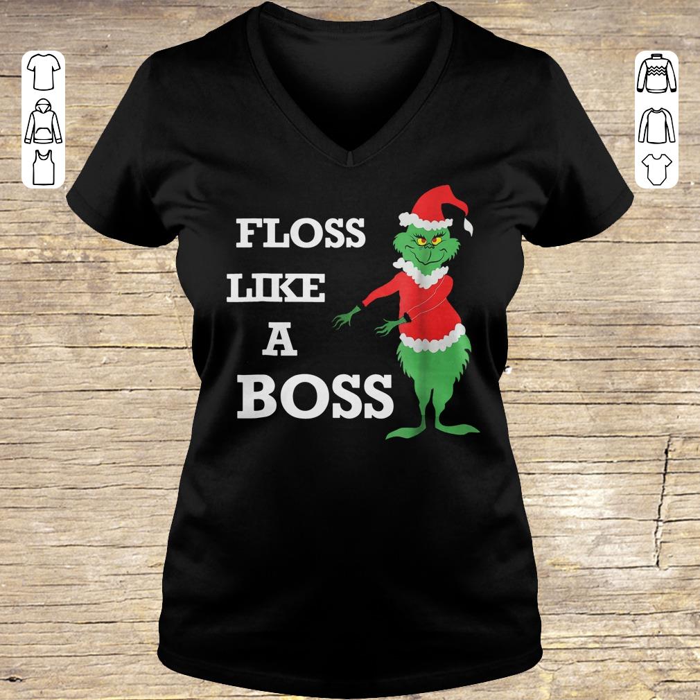 Official Grinches Floss Like A Boss shirt Ladies V-Neck