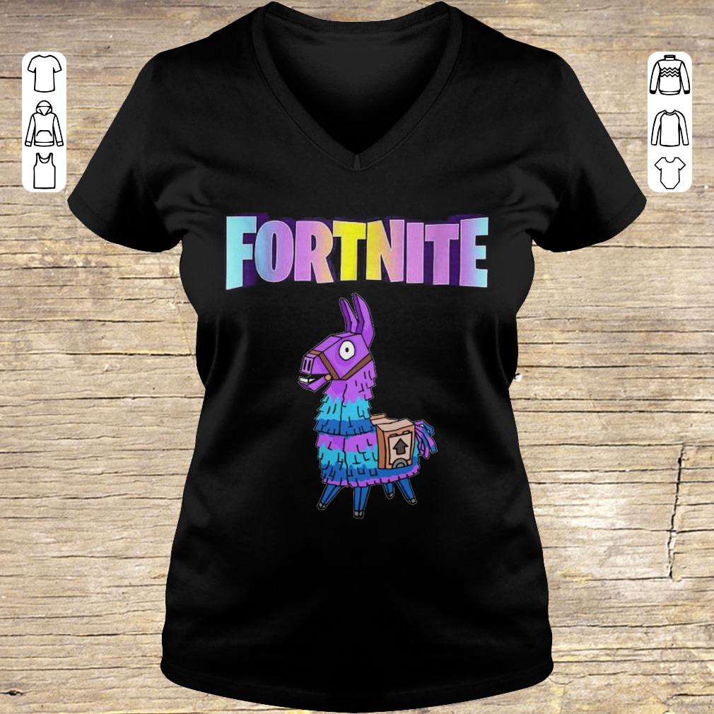 Original Fortnite Unicorn Llama shirt Ladies V-Neck