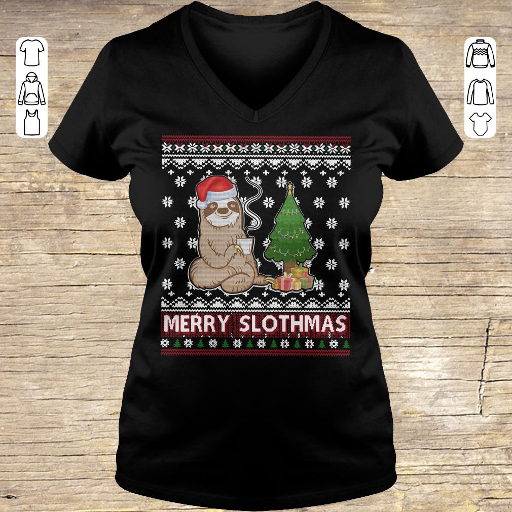 Original Merry Slothmas sweater shirt longsleeve Ladies V-Neck