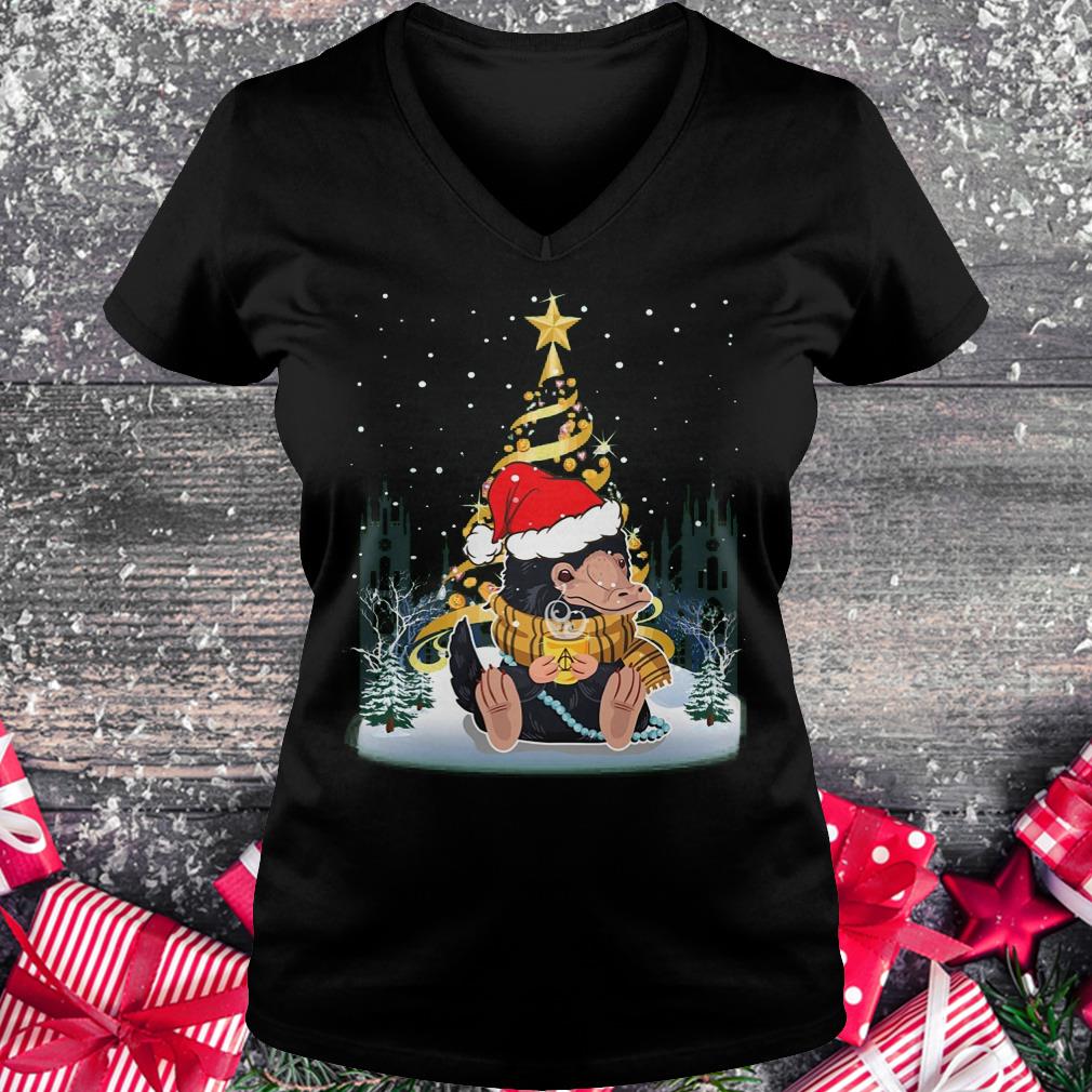 Original Niffler with santa hat gold christmas tree shirt Ladies V-Neck