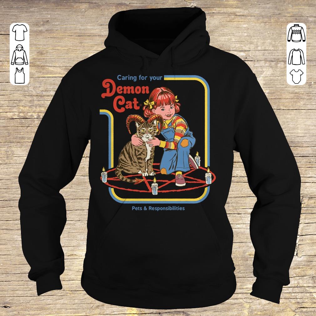 Original Pets & Responsibilities Caring for your Demon Cat shirt, sweater Hoodie