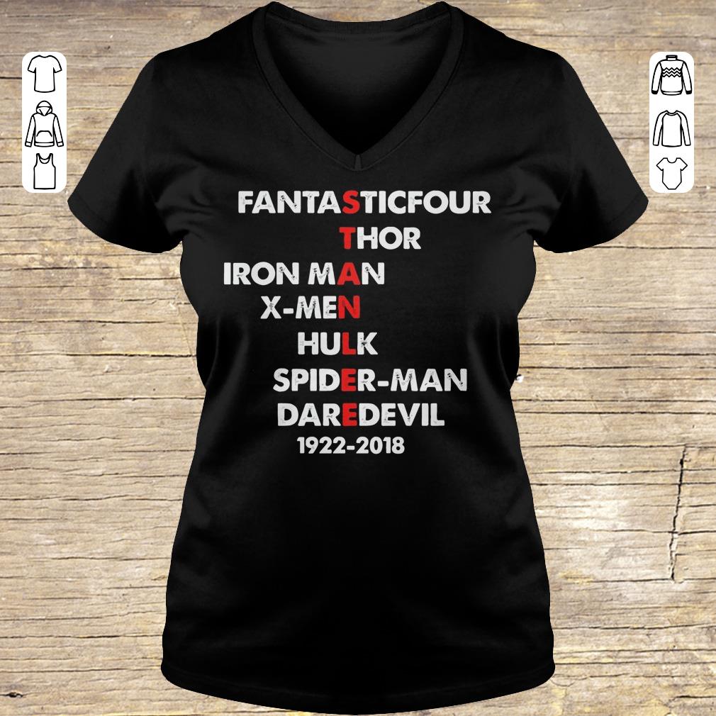 Original Stan Lee Fantasticfour Thor Iron Man X-men Hulk Spider-man DareDevil 1922 - 2018 shirt Ladies V-Neck