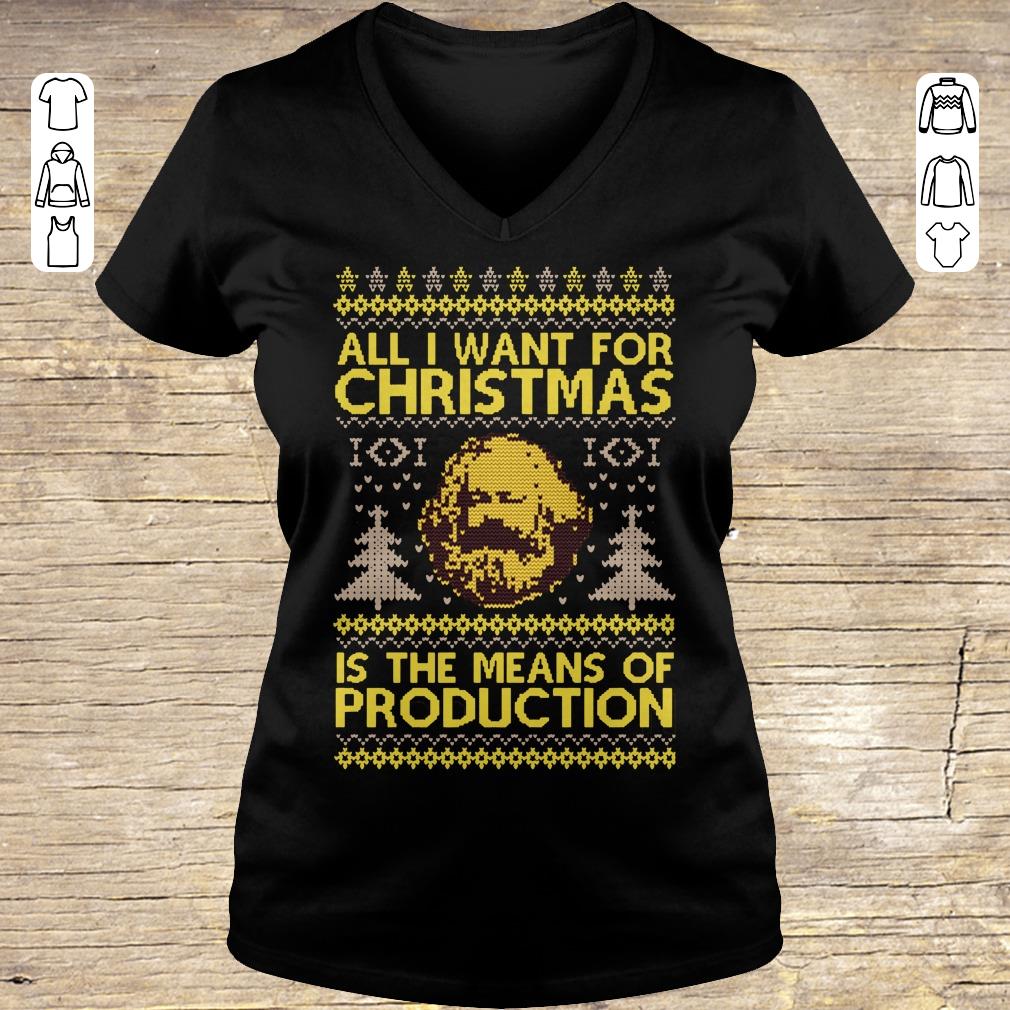 Premium Karl Marx All i want for christmas is the means of production sweater shirt sweatshirt Ladies V-Neck