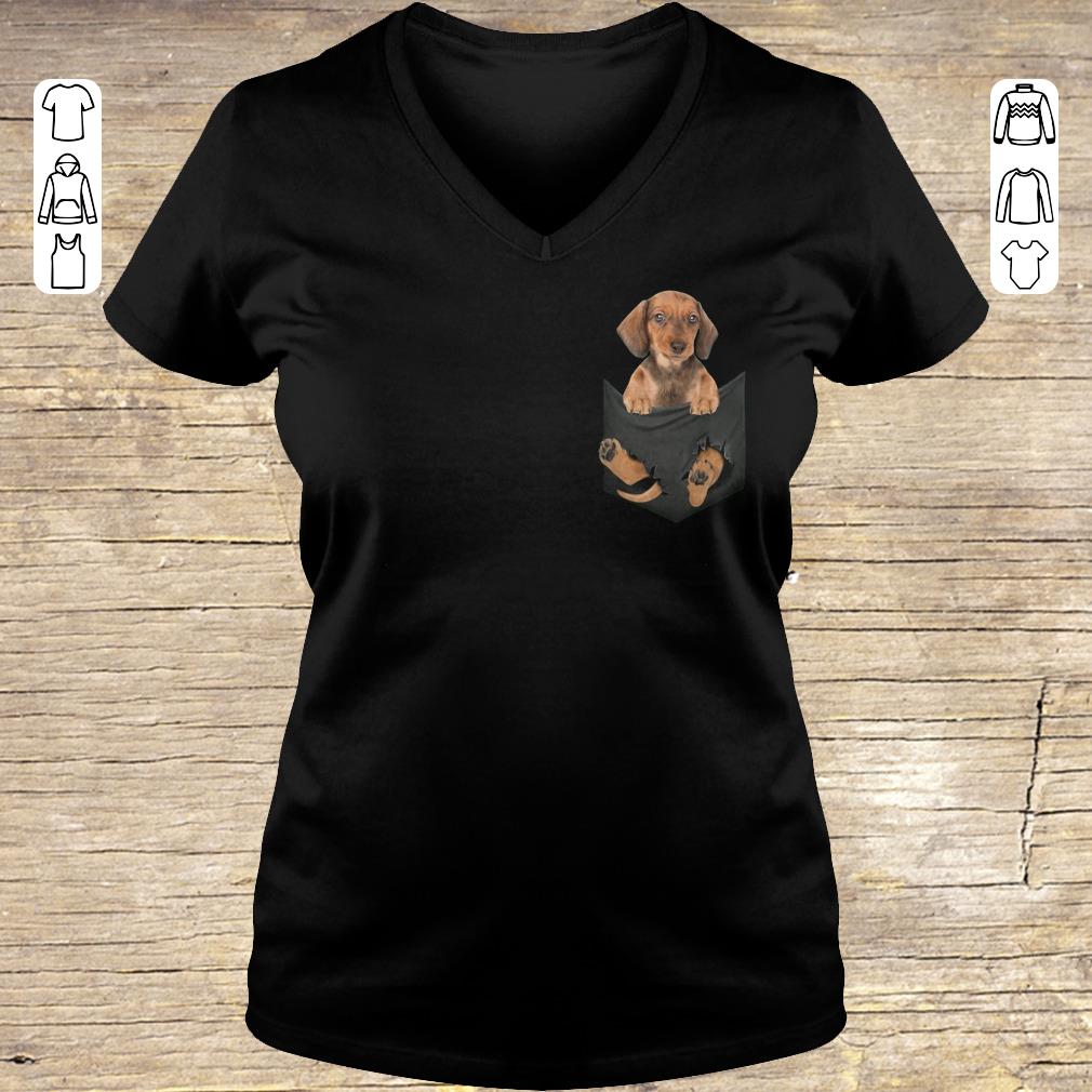 Top Dachshund in Tiny Pocket shirt hoodie Ladies V-Neck