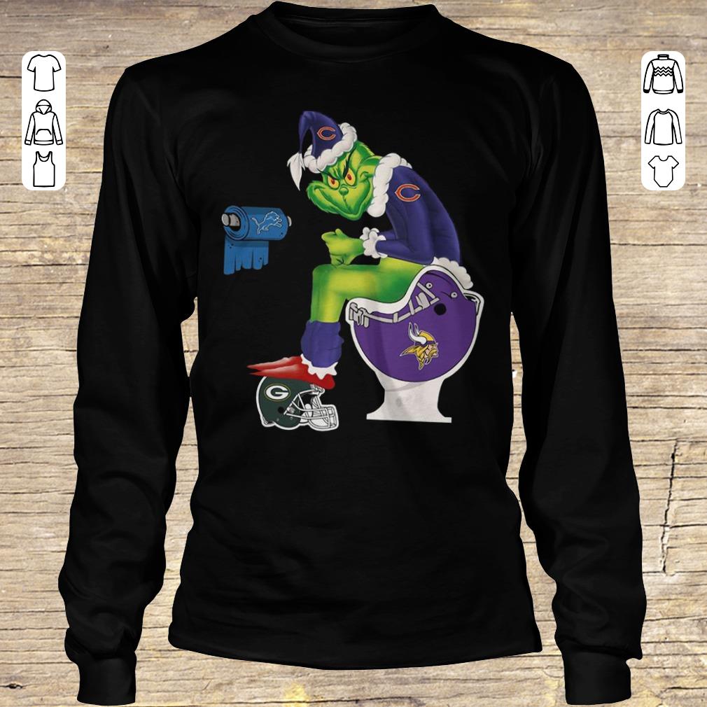 Top Grinch Santa Chicago Bears Minnesota Vikings Toilet Green Bay Packers shirt Longsleeve Tee Unisex