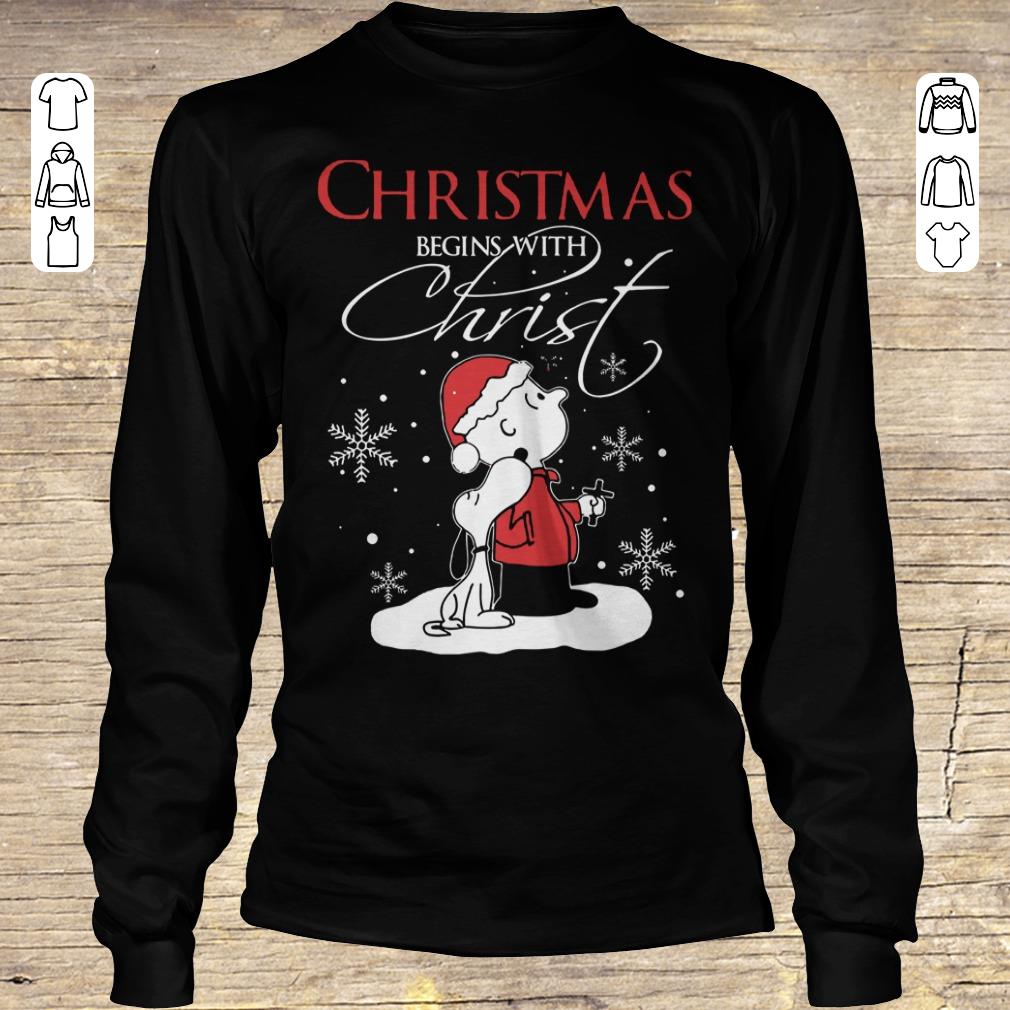 Top Snoopy and Charlie Brown christmas begins with christ shirt Longsleeve Tee Unisex
