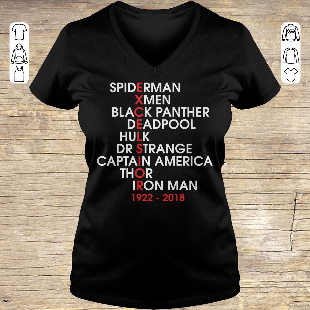 Top Stan Lee Excelsior Marvel Movie Names shirt sweater Ladies V-Neck