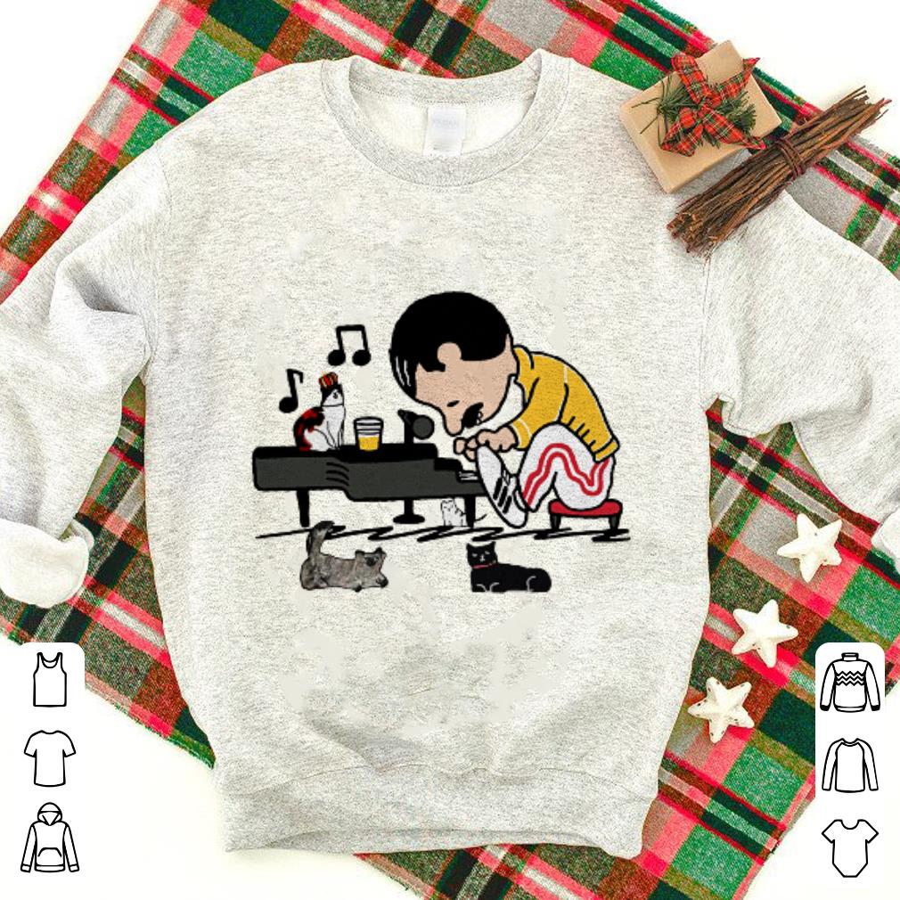 Freddie Mercury in the style of Peanuts and cats shirt 2 Freddie Mercury in the style of Peanuts and cats shirt