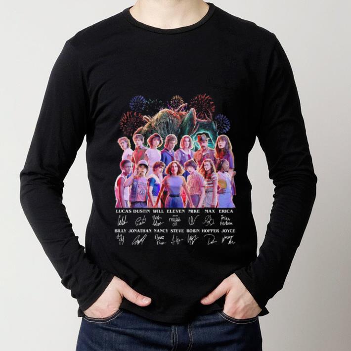 Hot Stranger Things all character signatures Lucas Dustin Will Eleven shirt 2 Hot Stranger Things all character signatures Lucas Dustin Will Eleven shirt