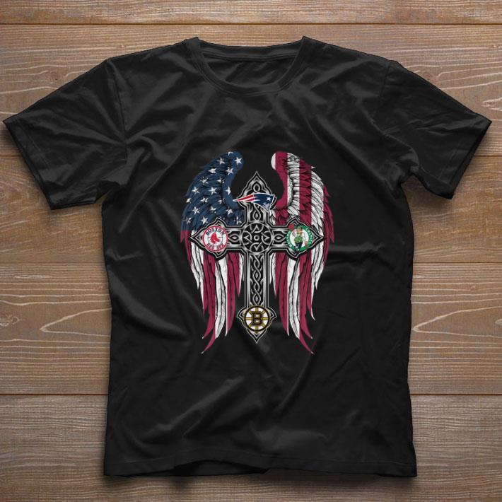 Awesome Cross Wings New England Patriots Boston Bruins Red Sox Celtics Shirt Hoodie Sweater Longsleeve T Shirt official shirts