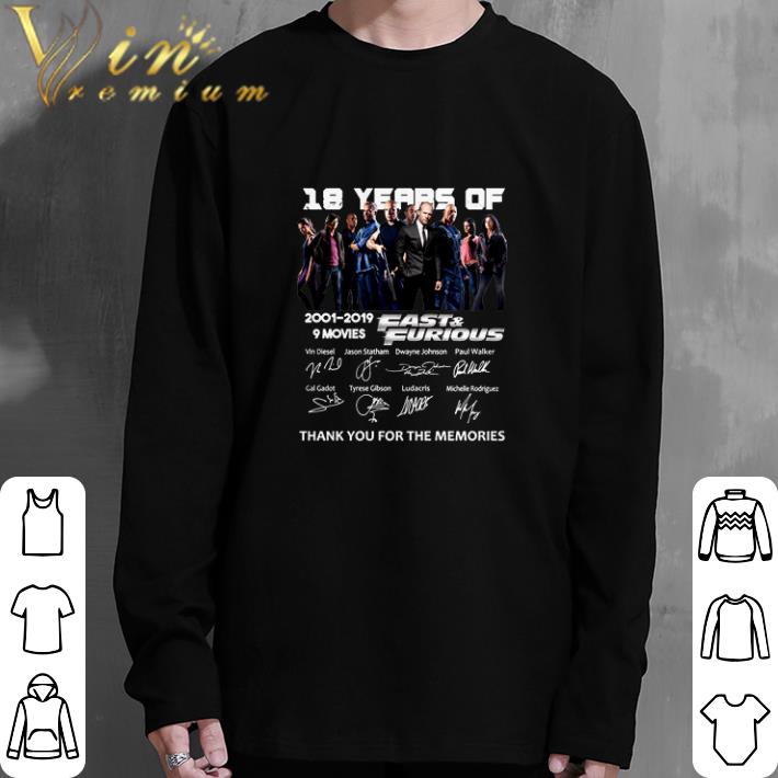 Original 18 year of Fast & Furious 2001-2019 9 movies signatures shirt 2 Original 18 year of Fast & Furious 2001-2019 9 movies signatures shirt