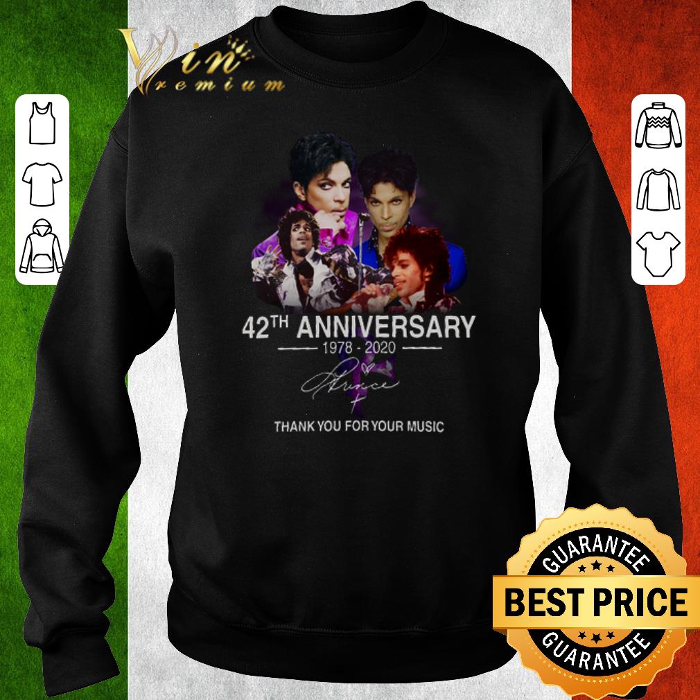 Awesome 42th anniversary 1978-2020 Prince thank you for your music shirt 6 Awesome 42th anniversary 1978-2020 Prince thank you for your music shirt