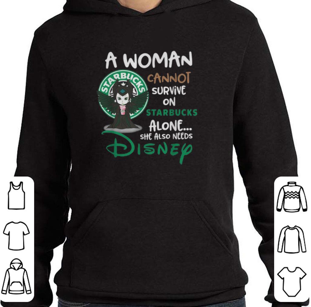 Nice Maleficent a woman cannot survive on Starbucks alone Disney shirt 2 Nice Maleficent a woman cannot survive on Starbucks alone Disney shirt
