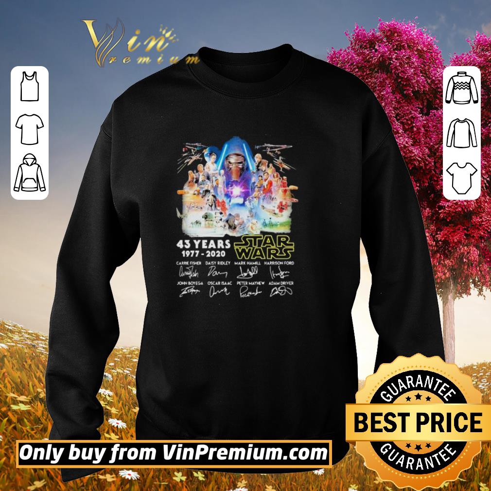 Nice Star wars 43 years 1977 2020 characters signatures shirt 2 Nice Star wars 43 years 1977 2020 characters signatures shirt