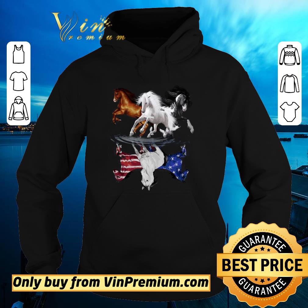 Nice Horses water reflection American Flag 4th of July shirt 2 Nice Horses water reflection American Flag 4th of July shirt