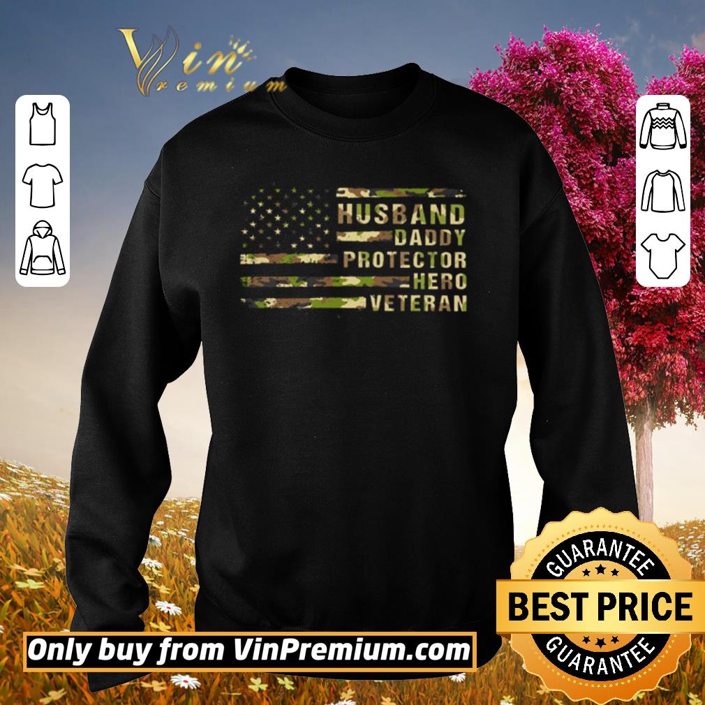 Top American flag camo husband daddy protector hero veteran shirt 2 Top American flag camo husband daddy protector hero veteran shirt