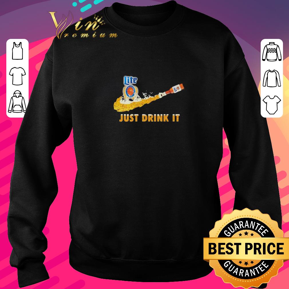 Hot Miller Lite A Fine Pilsner Beer Nike Logo Just Drink It shirt 2 Hot Miller Lite A Fine Pilsner Beer Nike Logo Just Drink It shirt