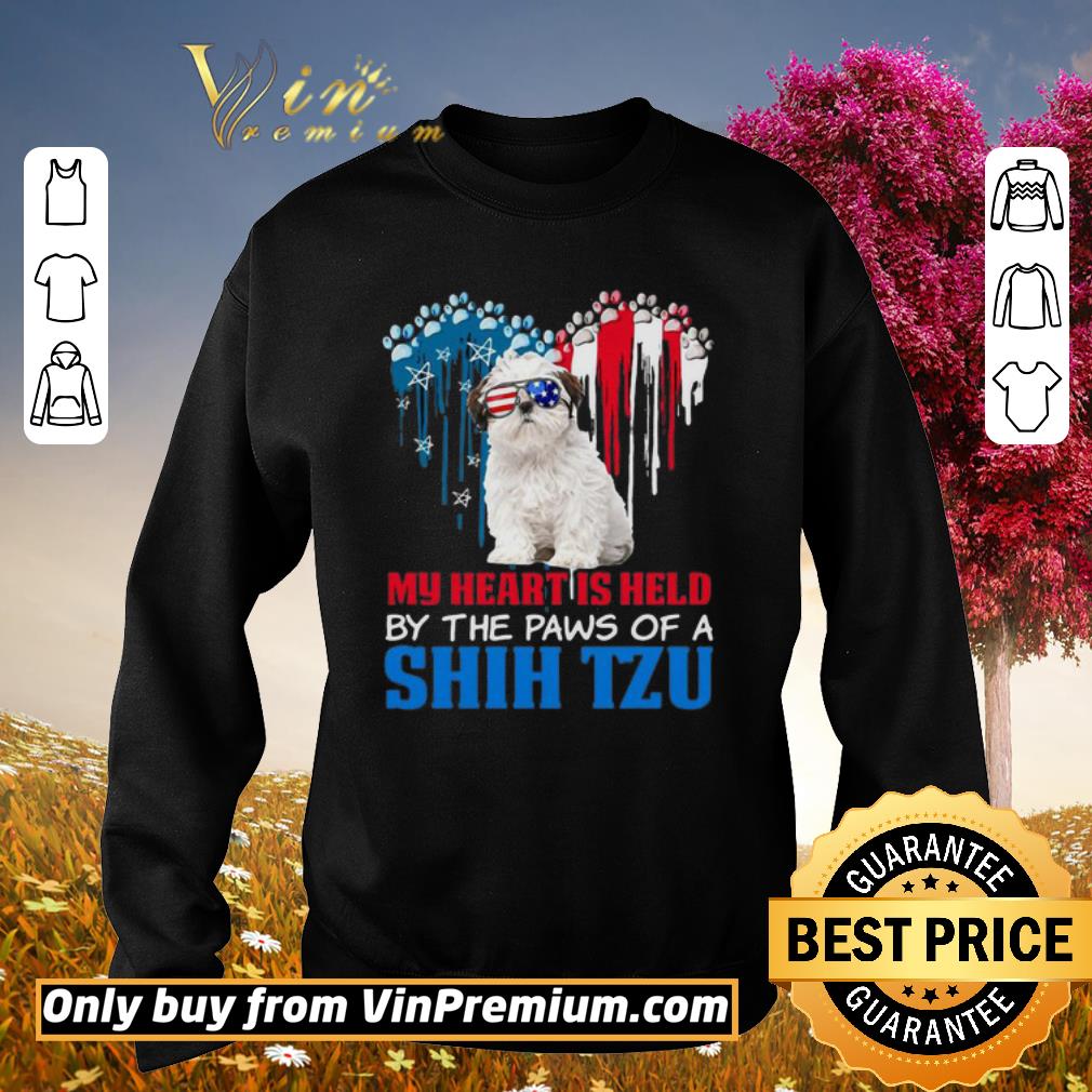 Nice Heart Paw America My Heart Is Held By The Paws Of A Shih Tzu shirt 2 Nice Heart Paw America My Heart Is Held By The Paws Of A Shih Tzu shirt