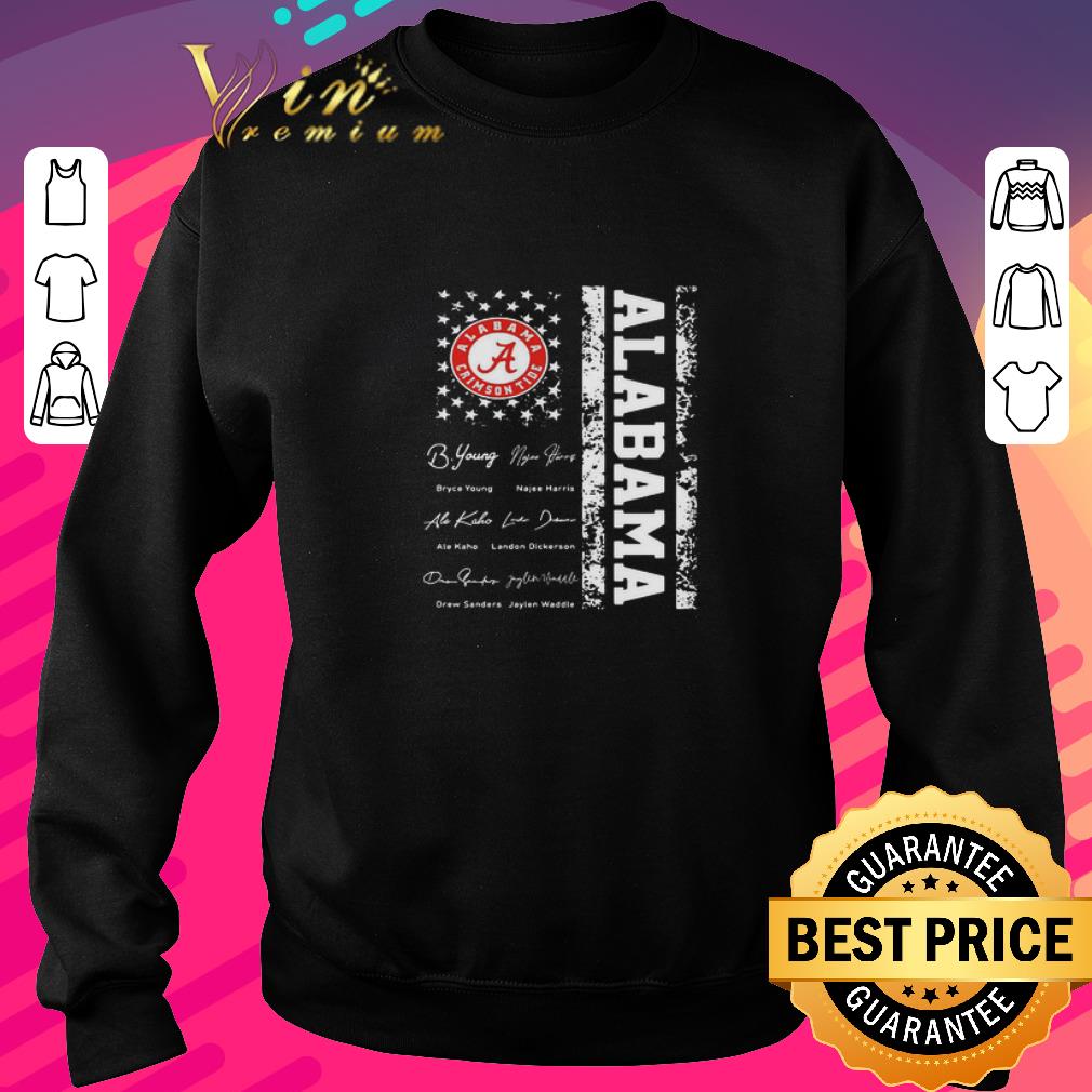 Pretty Alabama Crimson Tide Signatures American Flag 4th Of July shirt 2 Pretty Alabama Crimson Tide Signatures American Flag 4th Of July shirt