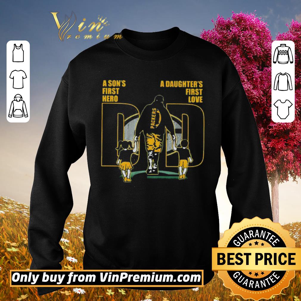 Nice A son’s first hero a daughter’s first love dad green bay packers football happy father’s day shirt 2 Nice A son’s first hero a daughter’s first love dad green bay packers football happy father’s day shirt