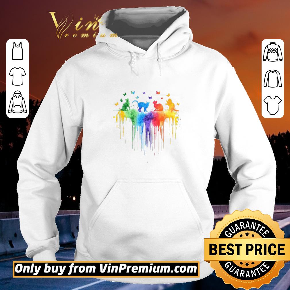 Nice Cats And Butterfly Watercolor Heart shirt 2 Nice Cats And Butterfly Watercolor Heart shirt