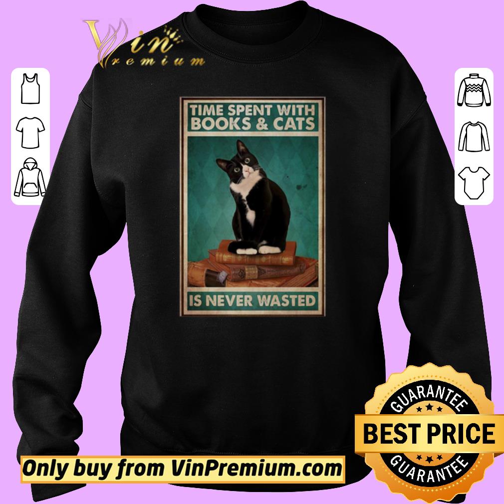 Top Time Spent With Books And Cats Is Never Wasted shirt 2 Top Time Spent With Books And Cats Is Never Wasted shirt