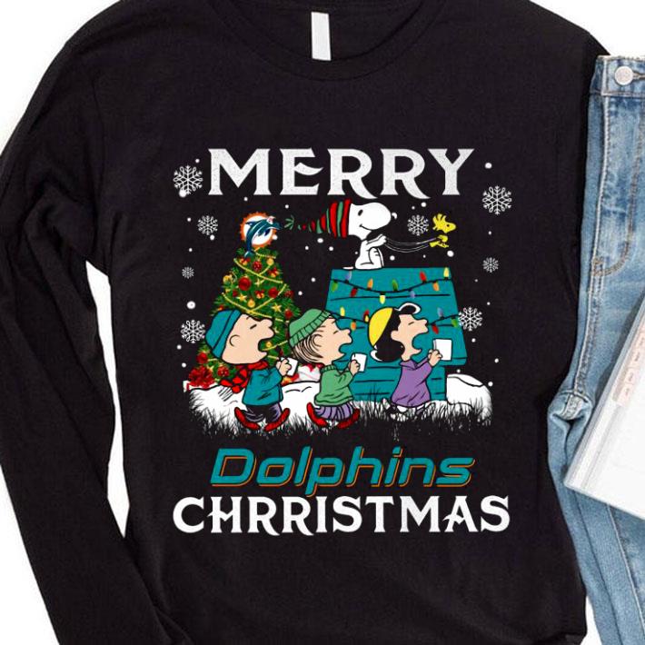 Best Snoopy Charlie Brown Woodstock Merry Miami Dolphins Christmas shirt 2 Best Snoopy Charlie Brown Woodstock Merry Miami Dolphins Christmas shirt