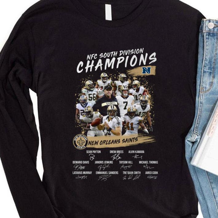 Awesome NFC South Division Champions New Orleans Saints signatures shirt 2 Awesome NFC South Division Champions New Orleans Saints signatures shirt