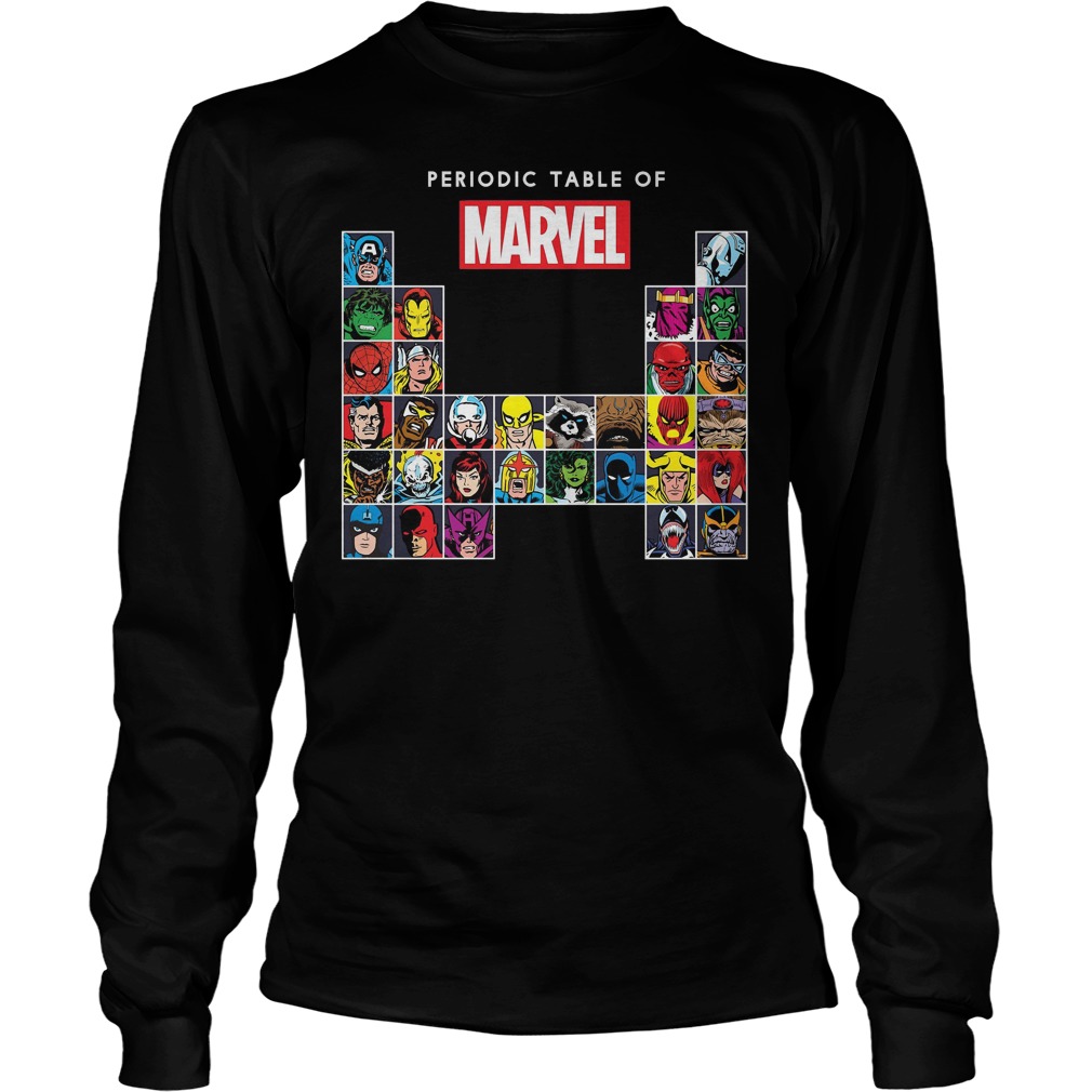 Marvel Periodic Table Of Heroes Villains Retro Shirt 4 Marvel Periodic Table Of Heroes Villains Retro Longsleeve