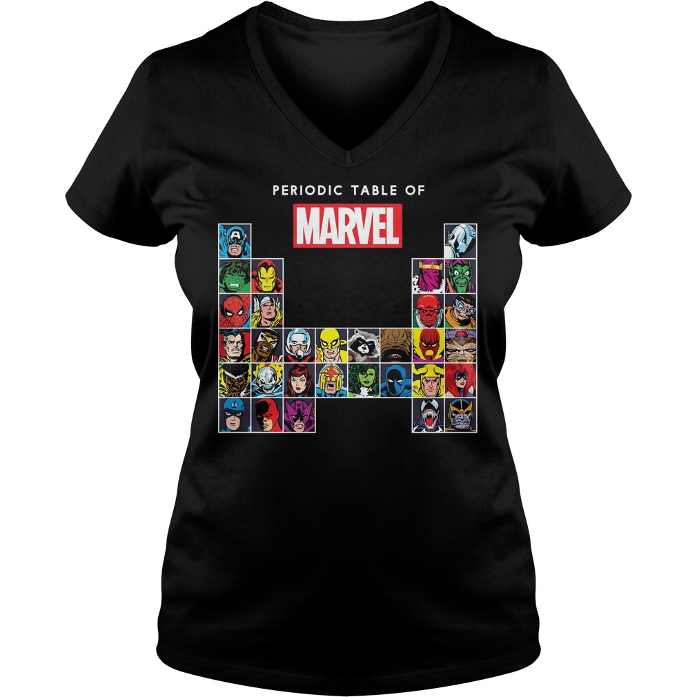 Marvel Periodic Table Of Heroes Villains Retro Shirt 5 Marvel Periodic Table Of Heroes Villains Retro V Neck