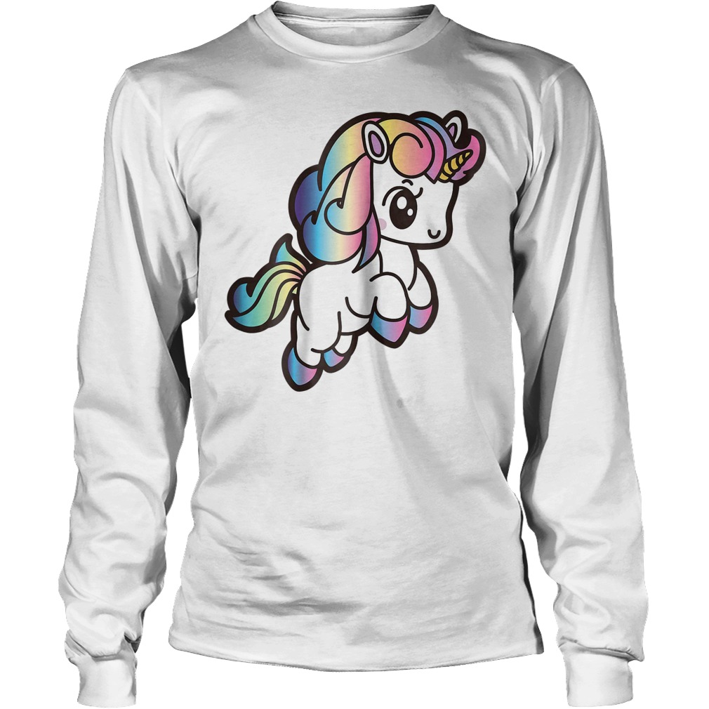 Cute Unicorn With Rainbow Colors T-Shirt 4 Cute Unicorn With Rainbow Colors Longsleeve