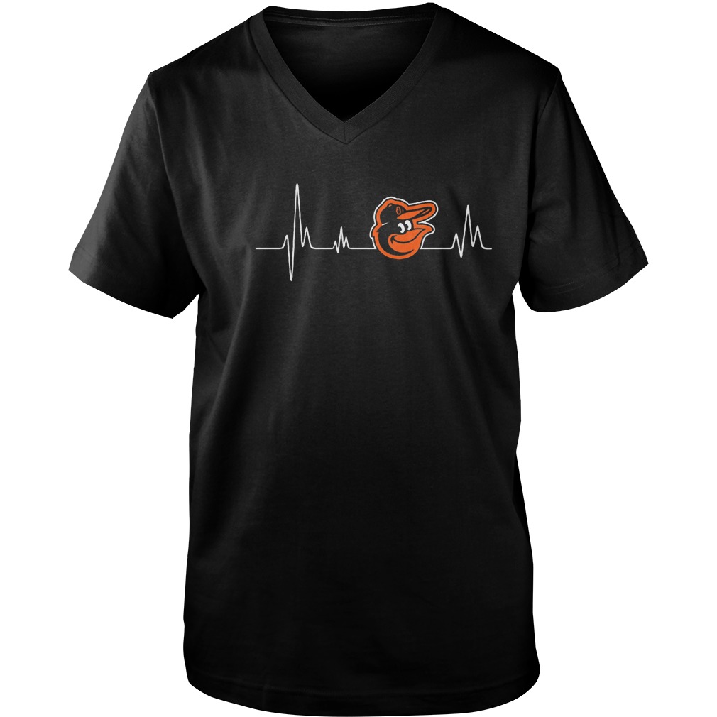 Baltimore Orioles Heartbeat T-Shirt 6 Baltimore Orioles Heartbeat T-Shirt Guys V-Neck