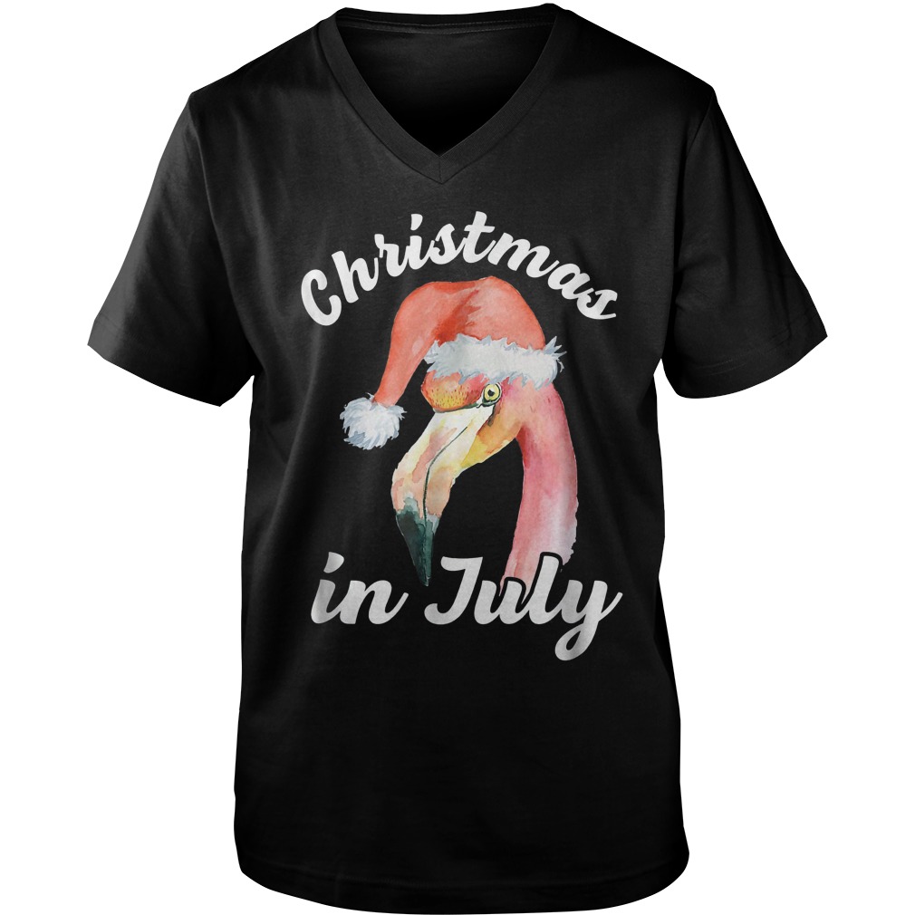 Flamingo Christmas In July T-Shirt 6 Flamingo Christmas In July T-Shirt Guys V-Neck