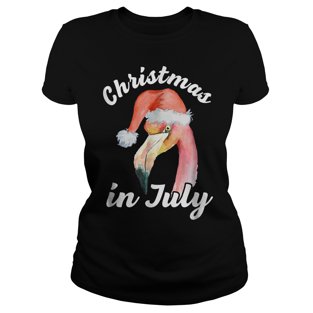 Flamingo Christmas In July T-Shirt 7 Flamingo Christmas In July T-Shirt Ladies Tee
