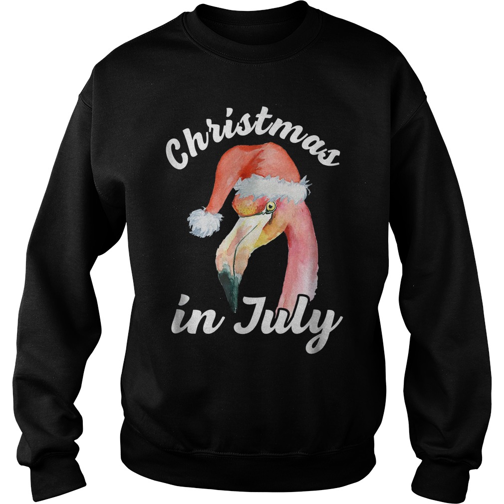 Flamingo Christmas In July T-Shirt 4 Flamingo Christmas In July T-Shirt Sweat Shirt
