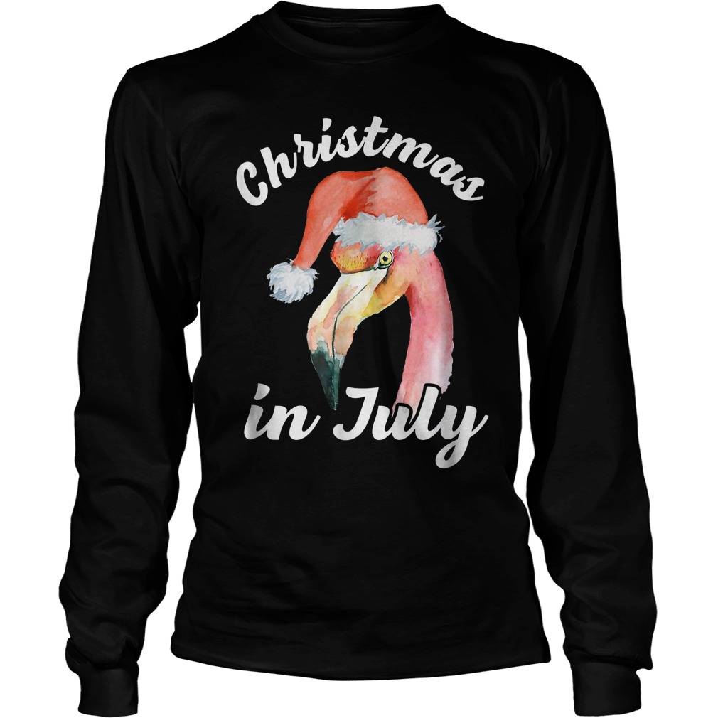 Flamingo Christmas In July T-Shirt 3 Flamingo Christmas In July T-Shirt Unisex Longsleeve Tee