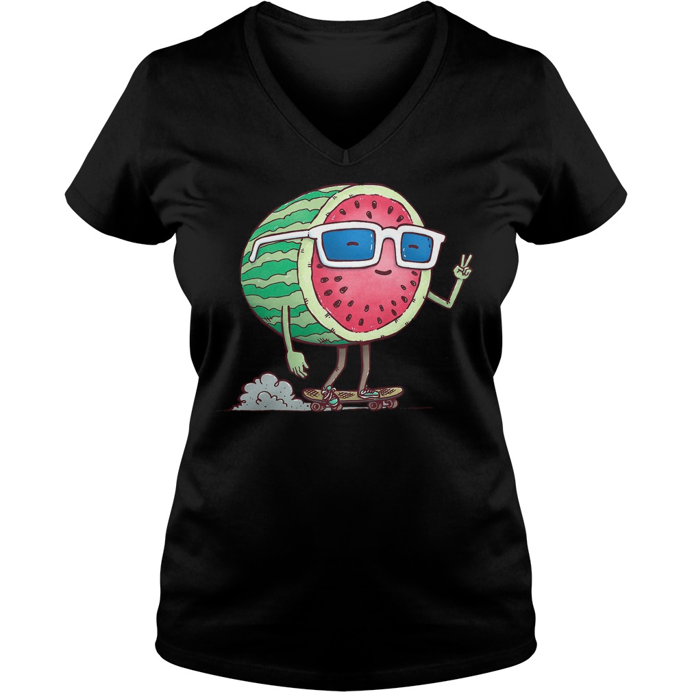 Watermelon Skater T-Shirt 10 Watermelon Skater T-Shirt Ladies V-Neck