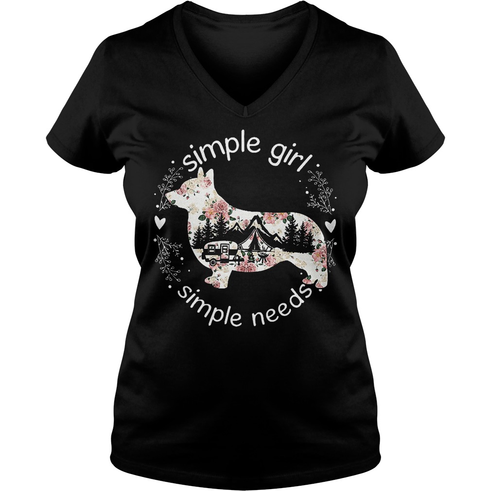 Welsh Corgi and Camping Simple girl simple needs shirt 4 Welsh Corgi and Camping Simple girl simple needs shirt Ladies V-Neck