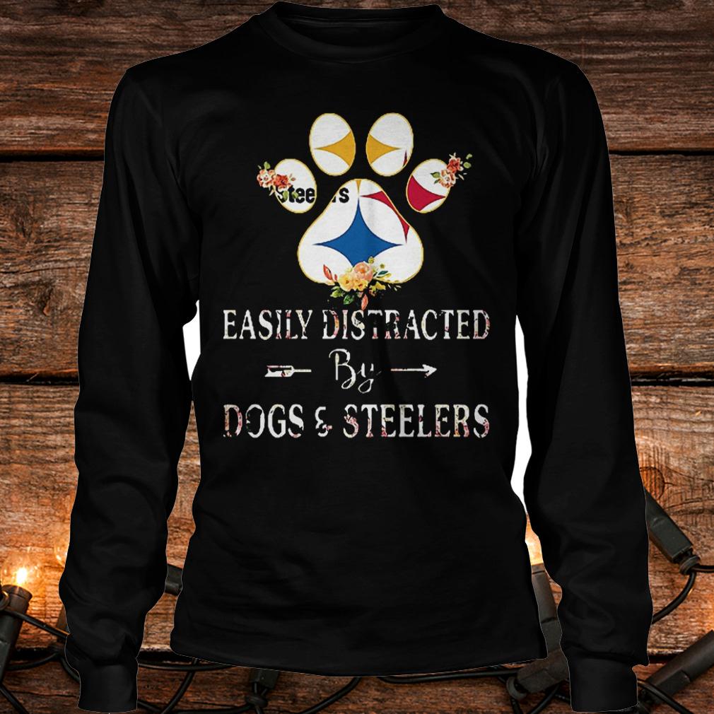 Premium Paw bear easily distracted by dogs and Steelers Shirt 5 Premium Paw bear easily distracted by dogs and Steelers Shirt Longsleeve Tee Unisex