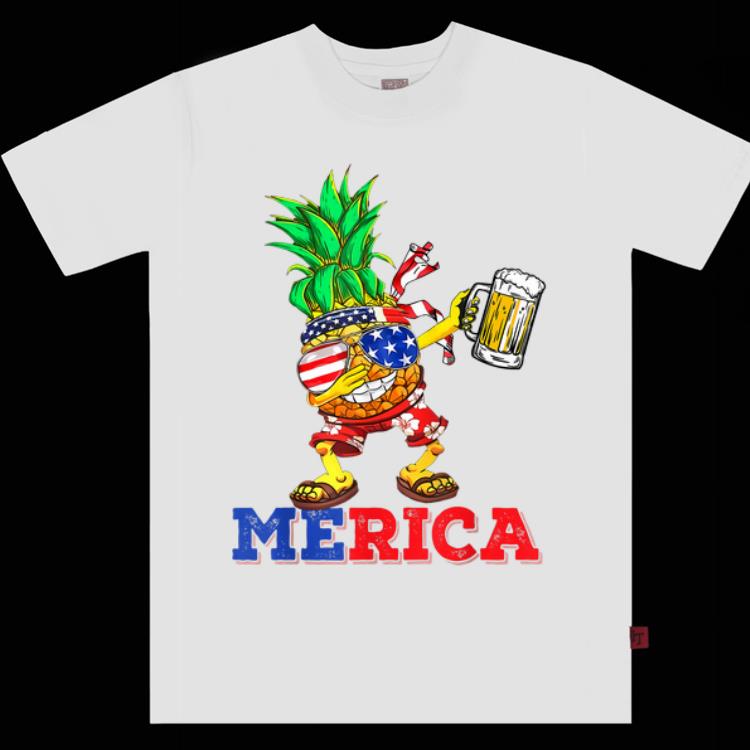 Awesome Dabbing Pineapple Us Flag Sunglasses 4th Of July Beer Summer shirt