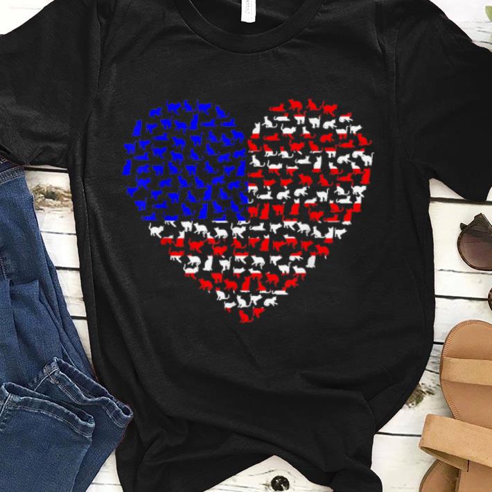 Cat's Usa Flag Heart 4th July Patriotic Cat's Gift shirt